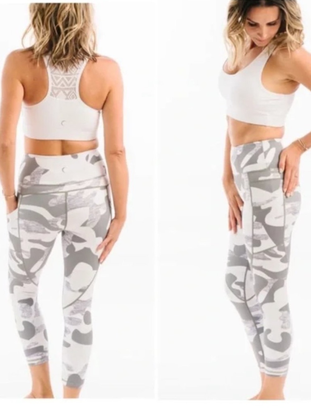 NWT  ZYIA Gray Camo Pocket Light n Tight 
Hi-Rise Capris 20” (16-18)